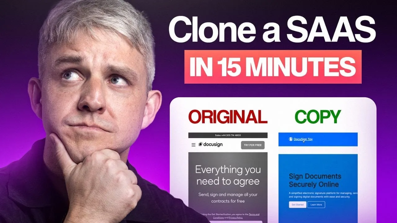 The Next Wave on YouTube: episode artwork reading Clone a SaaS in 15 minutes