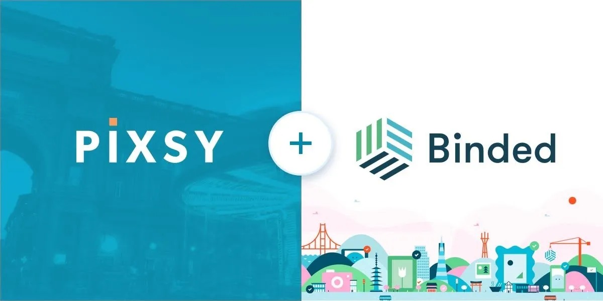 Announcement graphic: the Pixsy logo, a plus sign, and the Binded logo